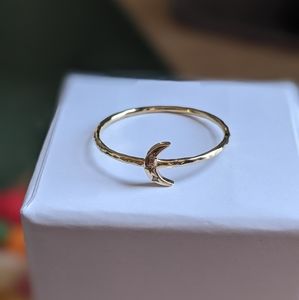 Solid Gold Crescent Moon Ring